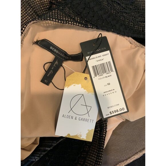 BCBG Max Azria Black Lace Embroidered Tulle Vivica Gown NWT $598, Size 10 - Picture 8 of 8